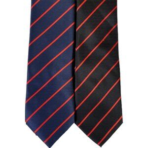 2 Scott Allan Collection Men's Necktie Tie Microfiber BlueBlack Red Striped